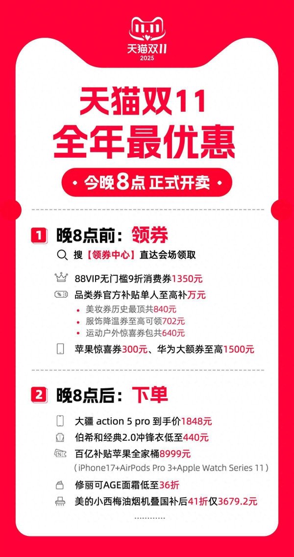 博远配资 天猫双11今晚8点正式开卖！全年最优惠 品类券每人可领万元